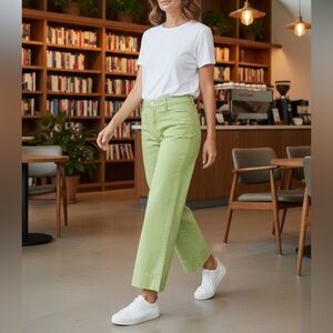 Bagatelle Light Green Crop Straight Leg Pants